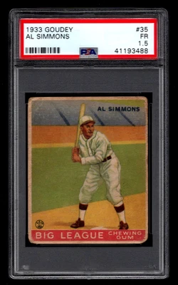 TARJETA DE BÉISBOL AL SIMMONS 1933 GOUDEY #35 PSA 1.5 FAIR HOF ORIGINAL Foto 1 de 2
