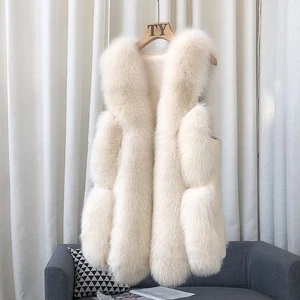 Chaleco de Lujo para Mujer 100% Piel de Zorro Largo Invierno Nuevo Chaleco Calce Ajustado Cálido Chaleco - Imagen 1 de 24