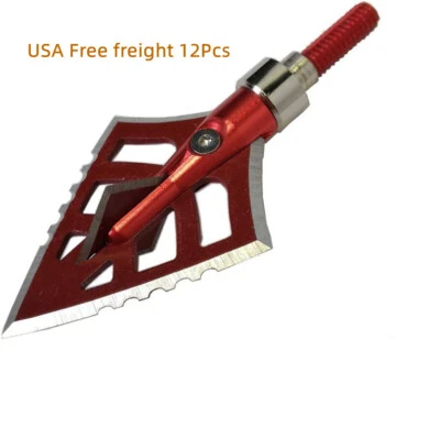 12pc Serrated Blade Broadheads Variable 125-150 Grain Hunting Crossbow Arrow Tip - Image 1 of 4