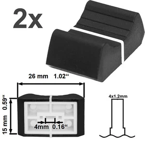 SIFAM 6x MANOPOLE FADER TAPPO NERO 4x1,2 mm cursore potenziometro pentola di ricambio - Foto 1 di 8