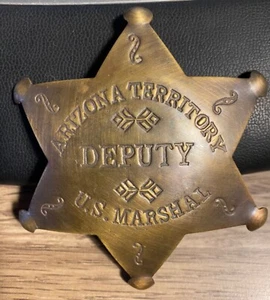 US STELLVERTRETENDER MARSCHALL Arizona Territorium Messing Stern Abzeichen Pin Old West 3" Abzeichen NEU - Bild 1 von 2