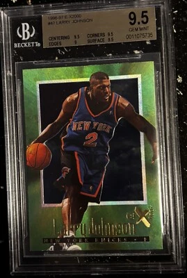 1996-97 E-X2000 #47 LARRY JOHNSON KNICKS BGS 9.5 GEM MINT HTF ICONIC SET - Image 1 of 2