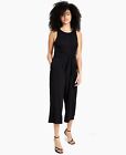 Bar III Womens Petites Textured Belted Jumpsuit PS, Deep Black NWT