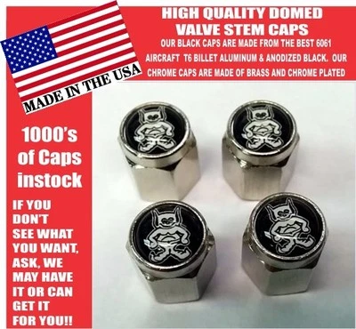 AMC AMX American Motors Gremlin Chrome Black Back Valve Stem Caps - Unique! - Image 1 of 4