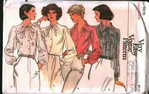 9816 Vintage Vogue Sewing Pattern Misses Loose Fitting Blouse Half Size Easy OOP - Picture 1 of 2