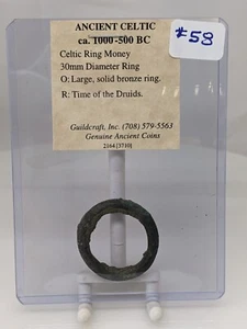 Ancient Celtic Ring Money 1000-500 BC 30mm Time of The Druids #58A7 - Picture 1 of 6