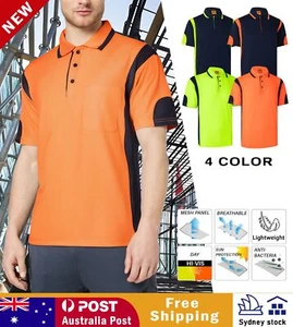 2 3 5 PACK HI VIS POLO SHIRT ARM PANEL PIPING WORK WEAR COOL DRY SHORT SLEEVE - Picture 1 of 24
