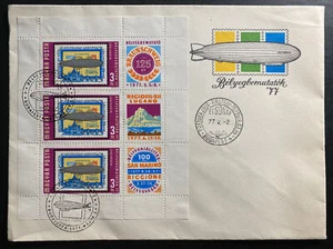 1977 Budapest Hungary First Day Cover FDC Graf Zeppelin Souvenir Sheet - Picture 1 of 2