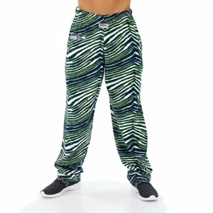 Seattle Seahawks NFL Zubaz Men's Classic Zebra Print Team Logo Pants - Picture 1 of 6