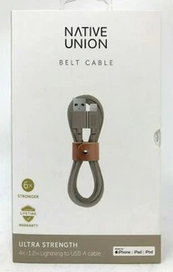NEW Native Union Belt Cable 4' 8-Pin USB Charging Cable TAUPE leather for iPhone - Picture 1 of 4