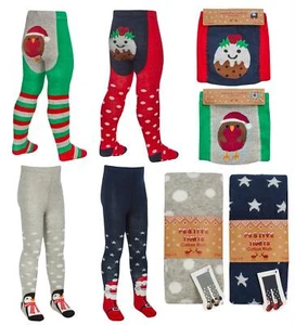 Babies & Kids Christmas Tights Cotton Rich Novelty Xmas Baby Girls 2 Pairs - Picture 1 of 14