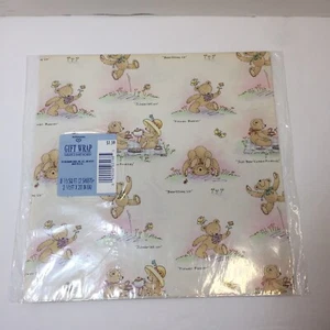 Osos de peluche vintage sello embajador papel de envolver 2 hojas rosa - Imagen 1 de 4