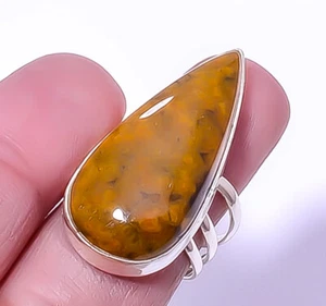 Ocean Jasper - Madagascar Handmade Gemstone 925 Sterling Silver Ring s.8 A313 - Picture 1 of 1