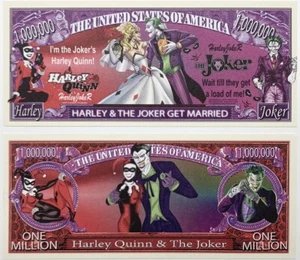 ✅ Pack of 100 DC Comics Harley Quinn and Joker Get Married Million Dollar Bill ✅ - Picture 1 of 6