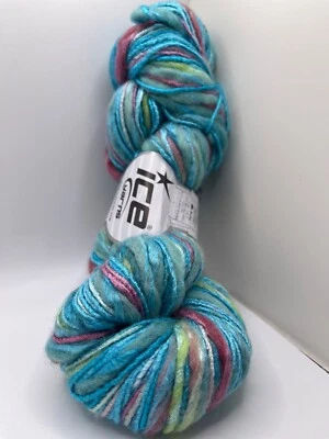 Hilo de pintura manual de lana de bambú 80391 hielo fino grueso 100 g 153 yd turquesa verde rosa Foto 1 de 4