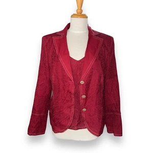 Akris Structured Jacquard Silk Blazer + Sleeveless Top 2 Pc Set 3 Button Size 12 - Picture 1 of 14