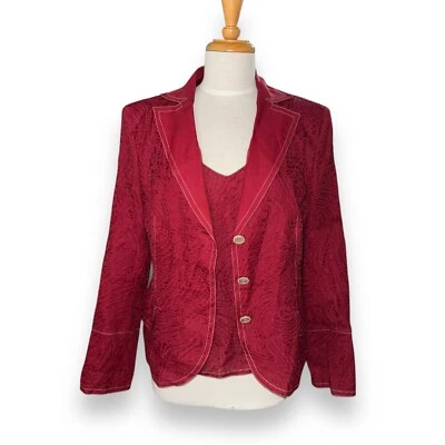 Akris Structured Jacquard Silk Blazer + Sleeveless Top 2 Pc Set 3 Button Size 12 - Image 1 of 4