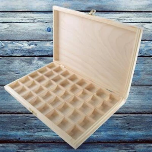 Caja de madera poco profunda 40 compartimentos estuche delgado de regalo | madera decorativa - Imagen 1 de 9