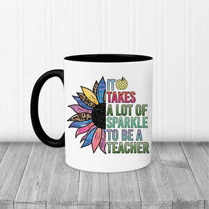 It takes a lot of sparkle to be a teacher Printed Mug plus coaster Teacher Gift - Picture 1 of 7