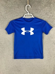Under Armour Heat Gear Boys Short Sleeve Crew Neck Blue T Shirt Size 6 - Picture 1 of 7