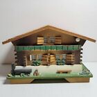 Vintage Wooden Chalet House Jewelry and Music Box with Dancing Ballerina Japan