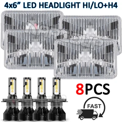 4pcs 4x6'' 100W LED Headlight Hi-Lo Sealed Beam for Peterbilt Kenworth T800 W900 - Imagem 1 de 4