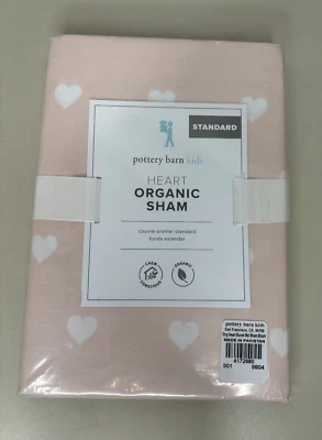 Funda de Almohada Pottery Barn Algodón Orgánico 1 Estándar Falsa Corazones Rubor Neutro NUEVA Foto 1 de 4