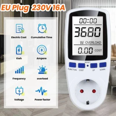 Leistungsmesser Wattmeter Stromzähler Balkonkraftwerk Steckdose Energiemonitor - Bild 1 von 4