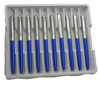 Bolígrafos Parker Jotter azul raro tapa activada pluma clic tinta azul 10 bolígrafos Foto 1 de 2