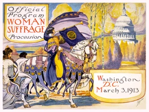 Programm Frauenwahlrecht Prozession 1913 Frauen Pferd Washington Poster Kunstdruck - Bild 1 von 1