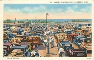 1940er St. Joseph Michigan Obstmarkt Benton Hafen Besetzung Postkarte 25-4753 - Bild 1 von 2