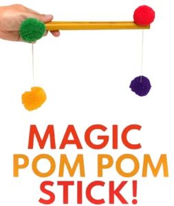 12” Comedy POM POM STICK Stage Magic Trick Bamboo Wand Color Balls String Wand - Picture 1 of 15