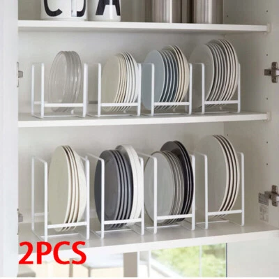 Upright Plate Storage Rack Metal Holders Kitchen Cabinet Dish Drying Organizer W - Image 1 of 4