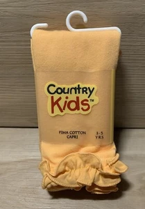 Country Kids Pima Cotton Capri Tights with Ruffles, Tangerine, New, 3-5 yrs. - Picture 1 of 2