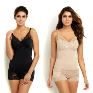 Rhonda Shear Pin-Up Lace Camisole 2-pack 527-888 Black/Nude ,Size XS - Picture 1 of 1
