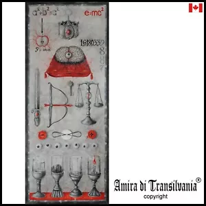 art painting contemporary modern alchemy alchemist esoteric symbols four element - Picture 1 of 24