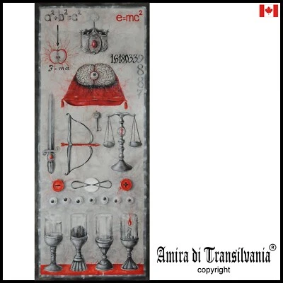 pintura de arte contemporáneo moderno alquimia alquimista símbolos esotéricos cuatro elementos Foto 1 de 4
