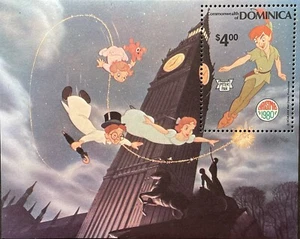 DOMINICA PETER PAN DISNEY CHRISTMAS STAMPS S/S 1980 MNH TINKERBELL FAIRYTALE 1 - Picture 1 of 1