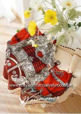 Sallys 70% Cashmere 30% Silk  Scarf Large Triangle Sailing Print Shawl 200*120cm - Image 1 of 4