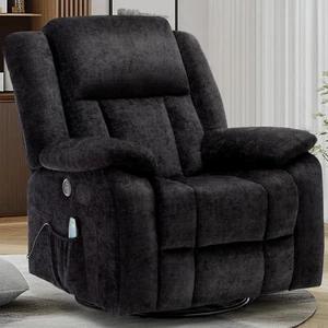 360° Swivel Rocker Recliner with Massage and Heating, With Side Pockets and USB - Picture 1 of 45