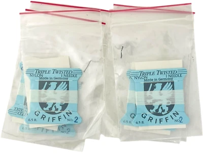 GRIFFIN Triple Twisted Nylon Thread - White Nylon # 2 / 6.5ft - LOT of 6 - Image 1 of 4