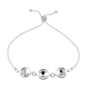 Sterling Silver Adjustable Bracelet Base for Gluing Rivoli Shape SS39 Crystals - Picture 1 of 2