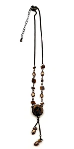 Vtg Avon Nina Ricci Glass Floral Aged Necklace Dangle Pendant - Picture 1 of 3