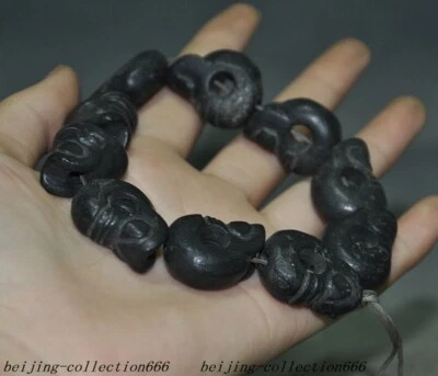 1" China Hongshan Cultura Meteorito Hierro Cerdo Dragón Pulsera Cadena Mano Estatua Foto 1 de 4