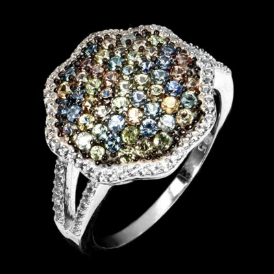 Anello In Argento Sterling 925 Con Zaffiro Opaz Gemma Gioielleria Taglia 8 - Immagine 1 di 4