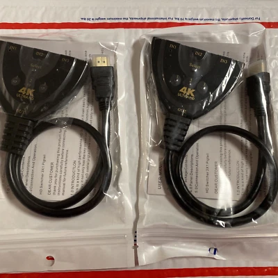 (2) HDMI 4K Switcher 3 Port in 1 Out W/High Speed Cable , Free Shipping!!! - Image 1 of 3