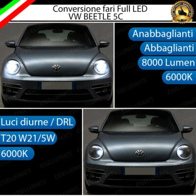 CONVERSIONE FARI A LED VOLKSWAGEN BEETLE 5C 6000K LED CANBUS MAGGIOLINO - Immagine 1 di 4