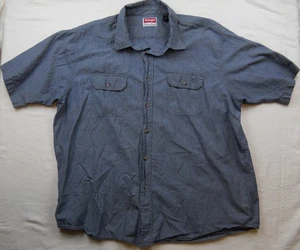 Wrangler Shirt Mens 2XL Blue Short Sleeve Button Down Denim Western Pockets - Picture 1 of 7