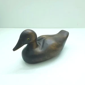 Glasseye Wooden Duck Decoy Vintage Art Hand Carved - Picture 1 of 7