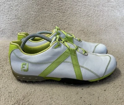FootJoy FJ M Project Leather Spikes Golf Shoes Comfort White Lime Men’s Size 10M - Image 1 of 4
